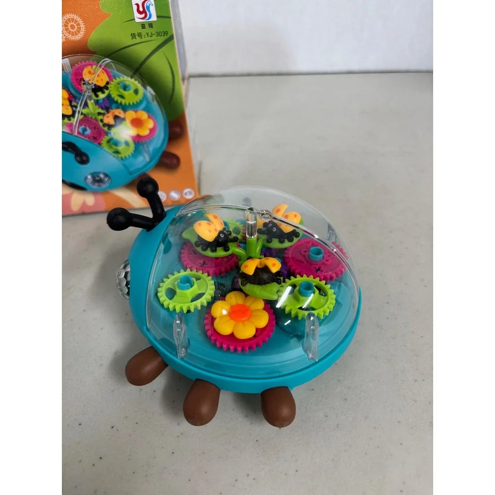 YJ Toys Blue‎ Ladybug Gear Toy YJ-3039 Clear Dome Mechanical Moving Beetle NEW